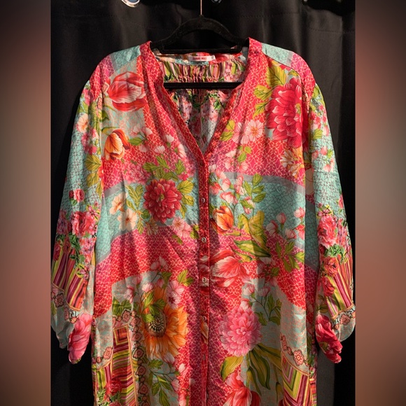 Johnny Was Tops - Johnny Was Silk Floral Blouse